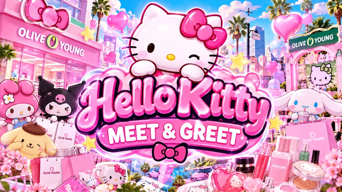 HELLO KITTY MEET & GREET AT OLIVE YOUNG! 💚🎀